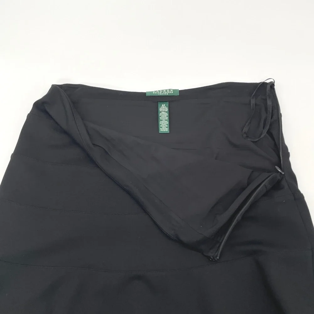 Ralph Lauren LRL Skirt Women 6P Black Tiered Stretch Flared Minimal Preppy Luxe - Picture 5 of 11